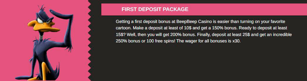 first deposit bonus beep beep casino